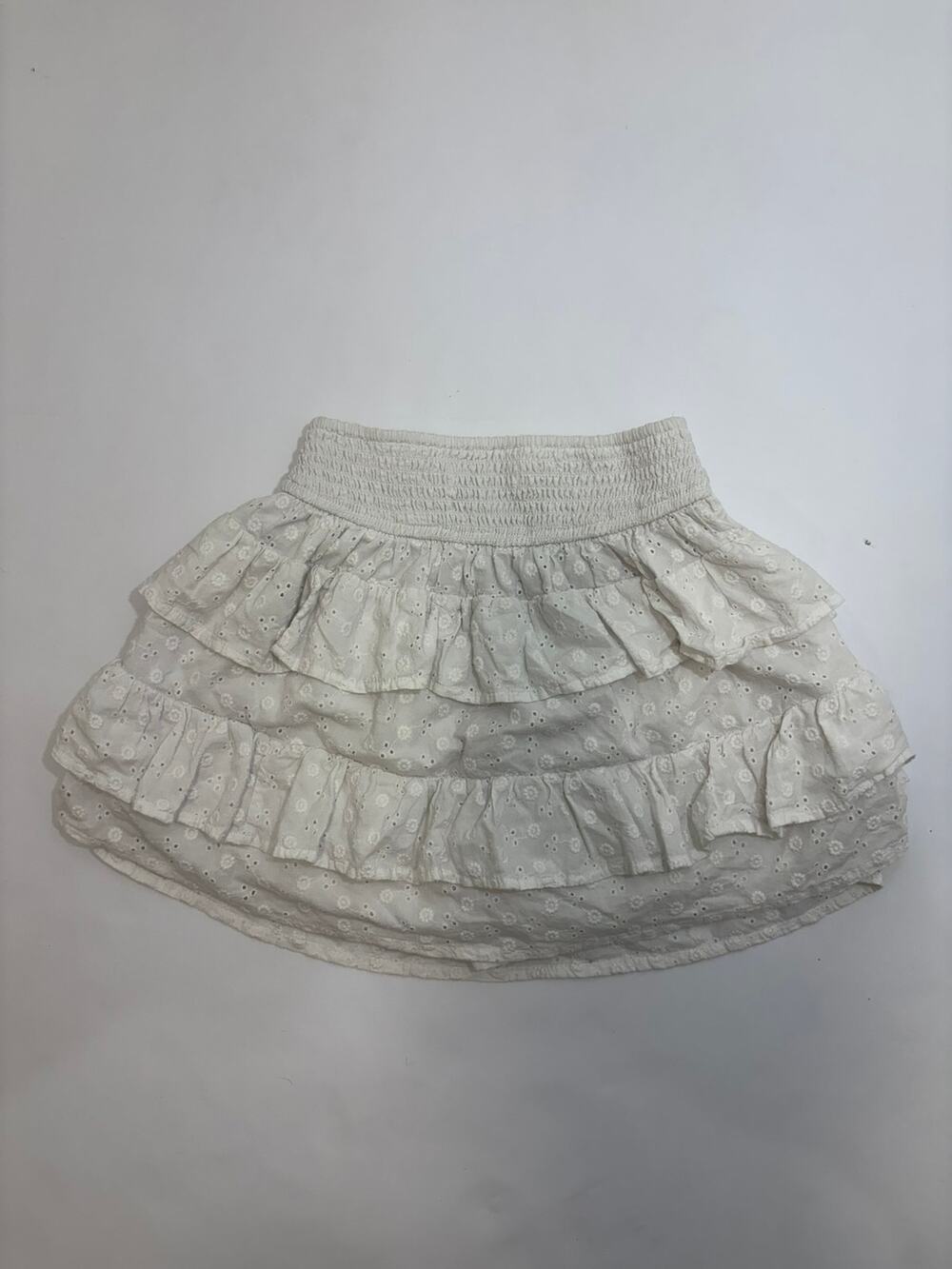 Hollister White Eyelet Mini Skirt Small Ultra High Rise Tiered Ruffle Boho